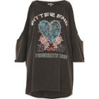 River Island Womens Heart Print Cold Shoulder T-shirt
