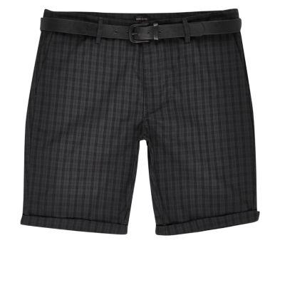 River Island Mens Checked Belted Bermuda Shorts