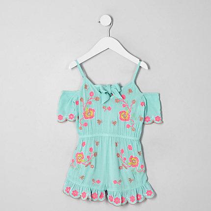 River Island Mini Girls Floral Embroidered Romper