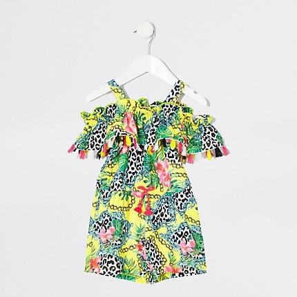 River Island Mini Girls Baroque Print Playsuit