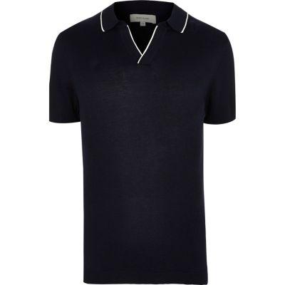 River Island Mens Tipped Revere Collar Slim Fit Polo Shirt