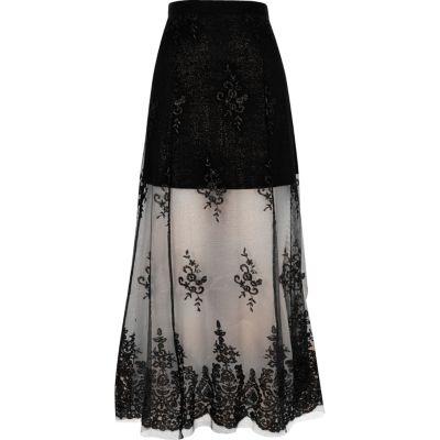 River Island Womens Layered Lace Maxi Skirt