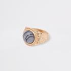 River Island Mens Gold Tone Marble Ring