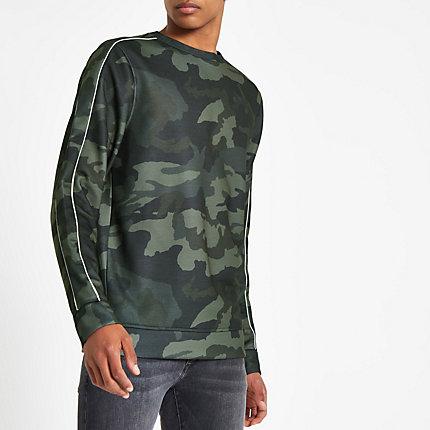 River Island Mens Camo Print Slim Fit Sweatshirt