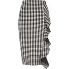 River Island Womens Gingham Print Frill Front Pencil Skirt