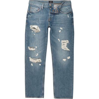 River Island Mens Big And Tall Ripped Loose Fit Jeans