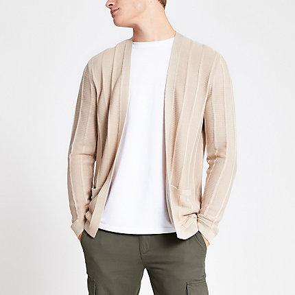 River Island Mens Slim Fit Ribbed Knit Cardigan