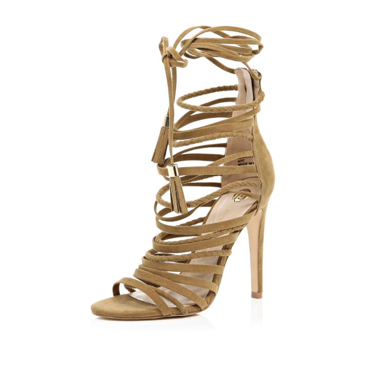 River Island Womens Brown Strappy Heeled Sandals