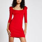 River Island Womens Long Puff Sleeve Knitted Bodycon Dress