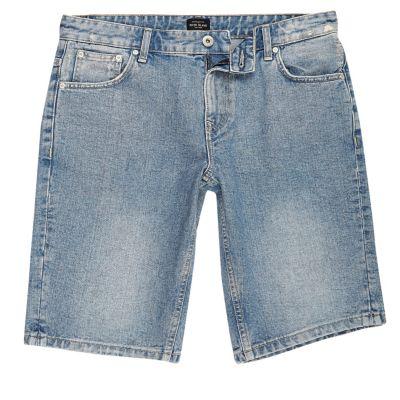 River Island Mens Stone Wash Distressed Denim Shorts