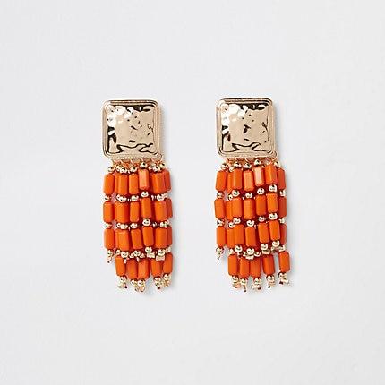 River Island Womens Bead Tassel Drop Earrings