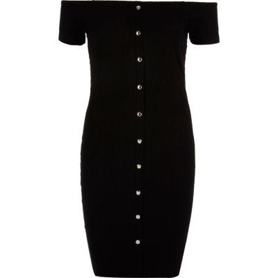River Island Womens Bardot Popper Front Bodycon Dress