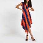 River Island Womens Stripe Wrap Front Midi Dress