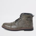 River Island Mens Buckle Side Lace-up Wide Fit Boots