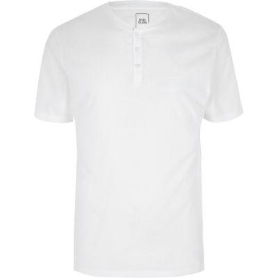 River Island Mens White Button Front Slim Fit T-shirt