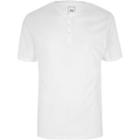 River Island Mens White Button Front Slim Fit T-shirt