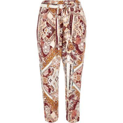 River Island Womens Paisley Print Tapered Pants