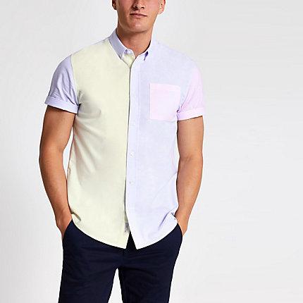 River Island Mens Pastel Block Short Sleeve Shirt