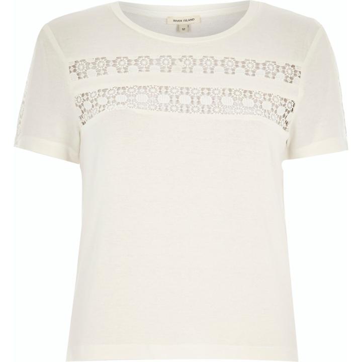 River Island Womens Crochet Panel T-shirt