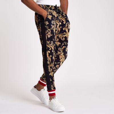 River Island Mens Jaded London Velvet Print Joggers