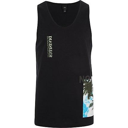 River Island Mens Graphic Print Slim Fit Vest