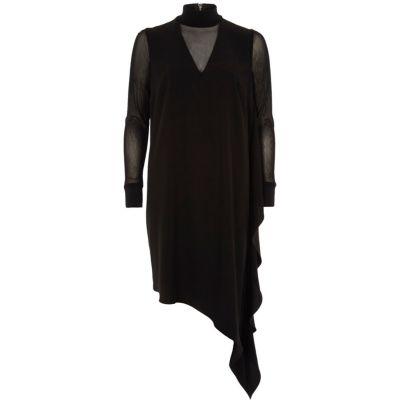 River Island Womens Mesh Insert Asymmetric Hem Dress