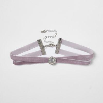 River Island Womens Velvet Rhinestone Circle Choker