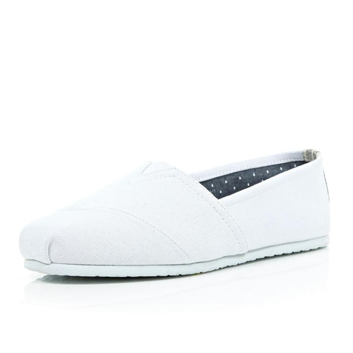 River Island Menswhite Canvas Slip On Plimsolls