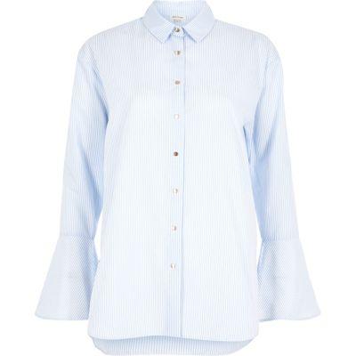 River Island Womens Stripe Print Flute Sleeve Shirt