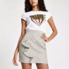 River Island Womens Check Boucle Frill Mini Skirt