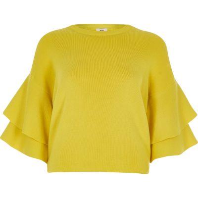 River Island Womens Knit Frill Sleeve Jumper
