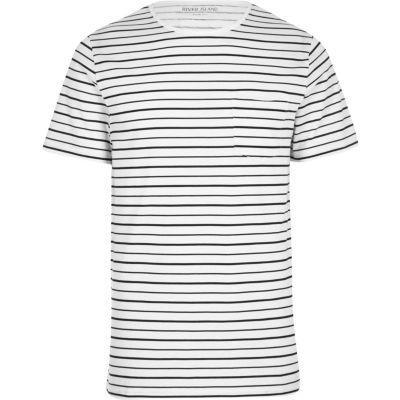 River Island Mens Slub Stripe Print Slim Fit T-shirt