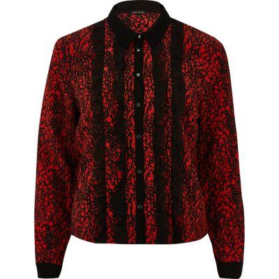 River Island Womens Contrast Print Frill Shirt