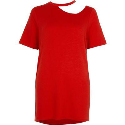 River Island Womens Cut Out Neck Oversized T-shirt