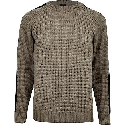 River Island Mens Waffle Slim Fit Jumper
