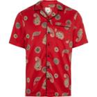 River Island Mens Satin Paisley Print Revere Shirt