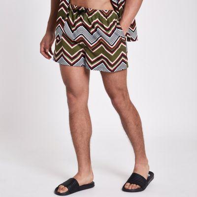 River Island Mens Zig Zag Print Swim Shorts