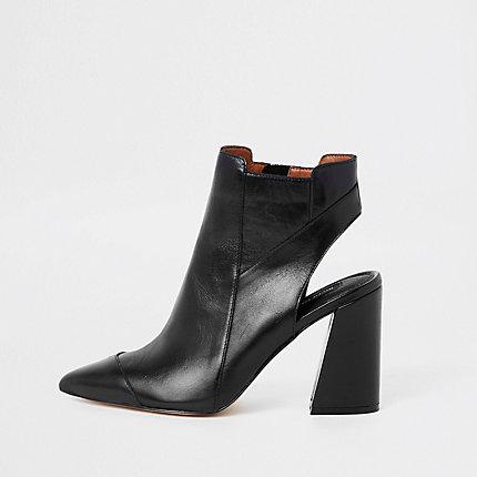 River Island Womens Leather Open Back Shoe Boots