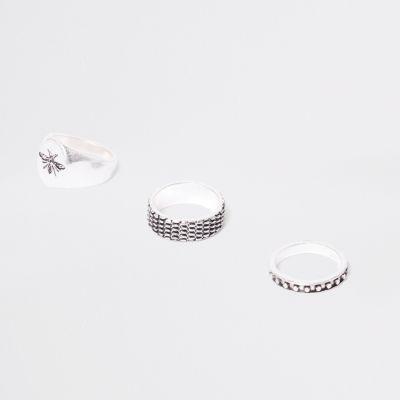 River Island Mens Silver Tone Wasp Ring Multipack