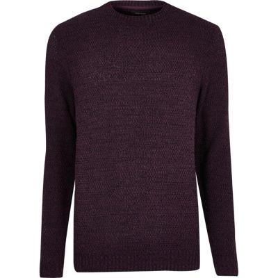 River Island Menspurple Textured Knit Jumper