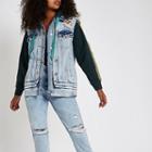 River Island Womens Jersey Sleeve Tape Side Denim Jacket