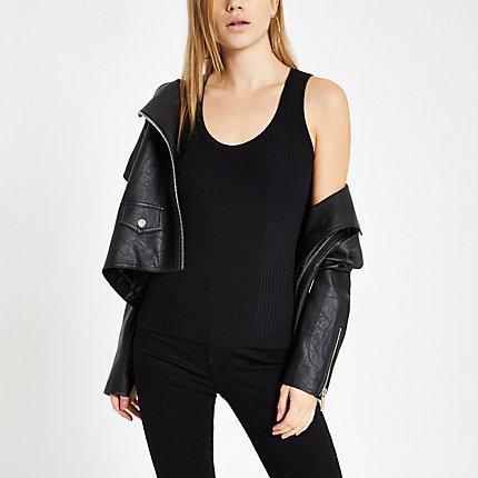 River Island Womens Ribbed Scoop Neck Tank Top