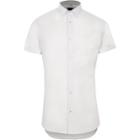 River Island Mens White Textured Skinny Fit Short Sleeve Shirt