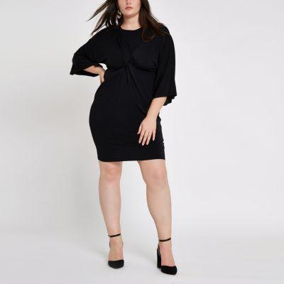 River Island Womens Plus Long Sleeve Knot Front Dress