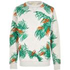 River Island Mensgrey Palm Print Sweatshirt