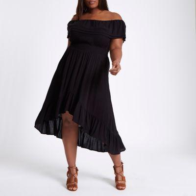 River Island Womens Plus Frill Bardot Maxi Dress