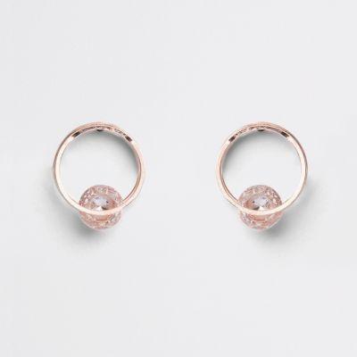 River Island Womens Rose Gold Tone Double Circle Stud Earrings