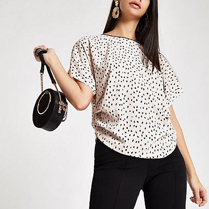 River Island Womens Spot Print Side Ruched Top