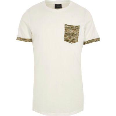 River Island Mens White Jack & Jones Camo Patch Pocket T-shirt