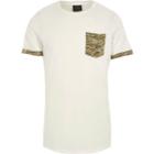 River Island Mens White Jack & Jones Camo Patch Pocket T-shirt